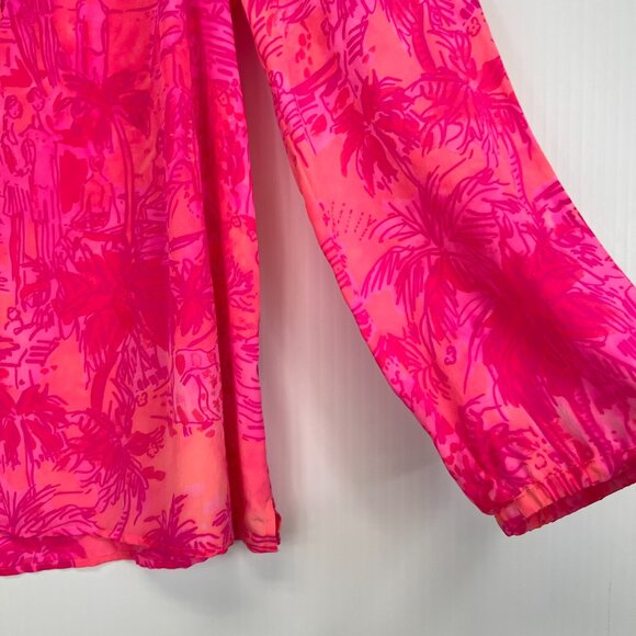 Lilly Pulitzer Blouse Women Extra Small Elsa Silk Rule Breakers Work Party Core - Picture 4 of 12